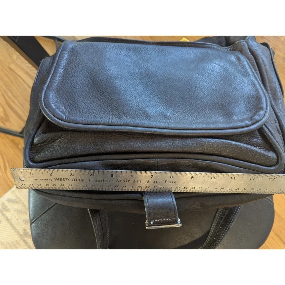 Paul B Delvaille Messenger Bag New‎ York Black Brown Leather Vtg Flap Shoulder